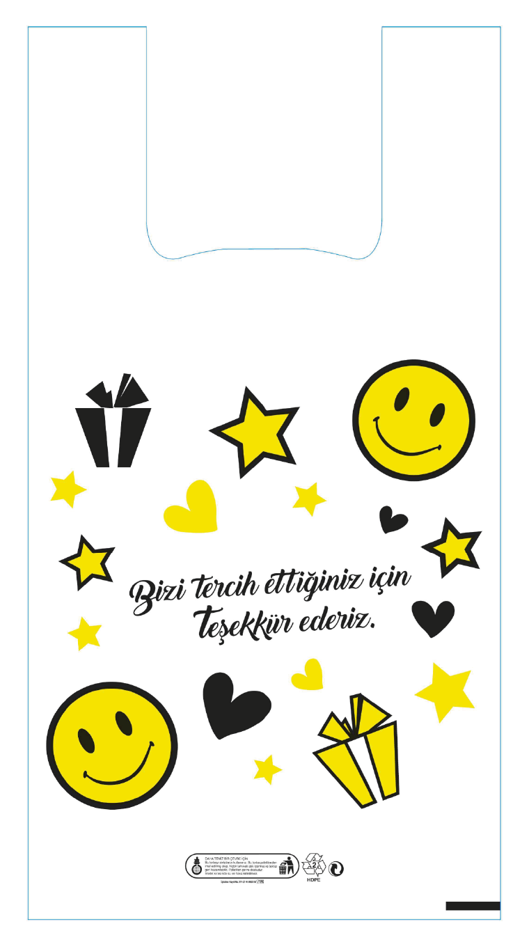 Hışır Rulo Poşet Büyük Boy Gülen Yüz Baskılı