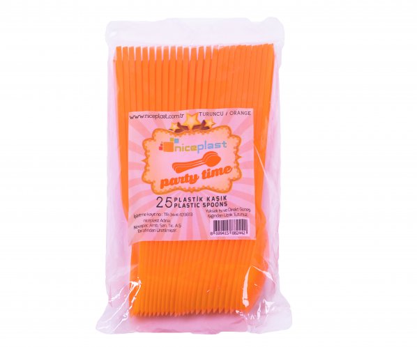 Parti Time 25'li Turuncu Plastik Kaşık