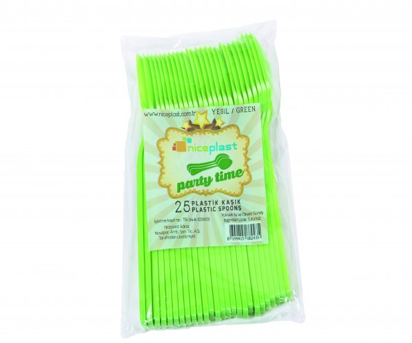 Parti Time 25'li Yeşil Plastik Kaşık